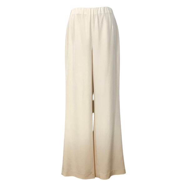 Lafayette 148 Silk Blend Wide Leg Pants Slacks Cream High-Rise 10 - Picture 1 of 9